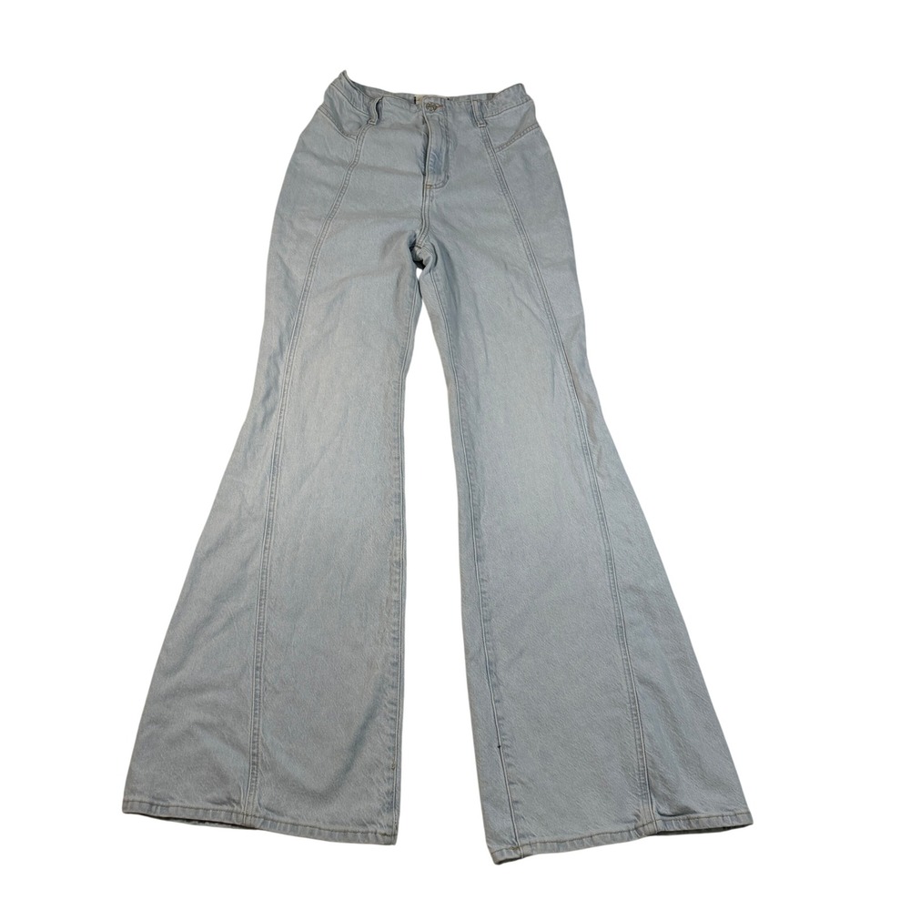 Free People Just Float On Flare Jeans Womens 28 Light Blue Excellent Seam Detail